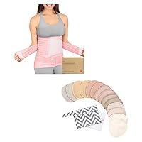 KeaBabies 3 in 1 Postpartum Belly Support Recovery Wrap and Nursing Pads Breast Pads for Breastfeeding - Postpartum Belly Band - Nursing Bra Nipple Pads for Breastfeeding, Pumping Bra Reusable Pads