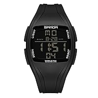rorios Tonneau Men's Electronic Watches Leisure Sports Watch Multifunctional Digital Watch 50 m Waterproof Watch for Men Boys with Rubber Strap