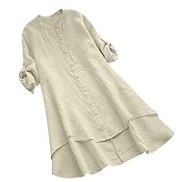 Women's Plaid Shirt Cardigan Long Sleeved Solid Button Cotton Linen Loose Thin Shirt Flannel, S-5XL
