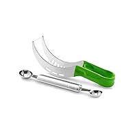 BCI Watermelon Slicer Corer Cutter Knife Tongs with Silicon Handle and Two Headed Melon Baller Set
