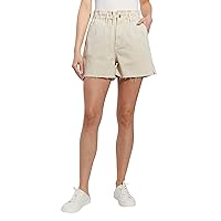 O A T NEW YORK Women's High Rise Denim Elastic Waist Short, with Five Functional Pockets and Front Button Closure