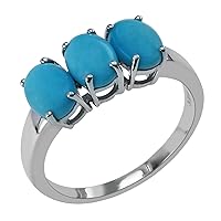 Carillon Certified Sleeping Beauty Turquoise Natural Gemstone 925 Sterling Silver Ring Anniversary Ring for Women