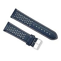 Ewatchparts 19MM COMPATIBLE WITH TAG HEUER CARRERA PERFORATED LEATHER STRAP WATCHBAND QUICK RELEASE BLUE