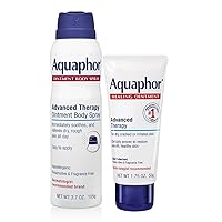 Aquaphor Advanced Healing Ointment & Spray Bundle Pack | Moisturizes and Heals Dry, Rough Skin - 1.75 oz Healing Ointment + 3.7 oz Body Spray (2 Pack)