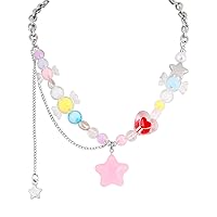 OJERRY Y2K Kawaii Colorful Beaded Necklace for Teen Girls, Women