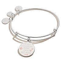 Expandable Wire Bangle Bracelet for Women, I’m a Dog or Cat Mom Charm, Shiny Finish, 2 to 3.5 in