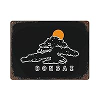 Bonsai Tree Vintage Iron Painting Horizontal Plate Rusty Wall Art Hanging Picture Metal Signs 11.8
