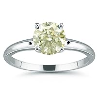 2.72 ct SI1 Round Moissanite Solitaire Silver Plated Engagement Ring Off White Color Size 7