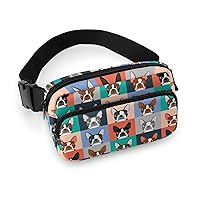 Colored Bulldog Head Fanny Pack Adjustable Bum Bag Crossbody Double Layer Waist Bag for Halloween