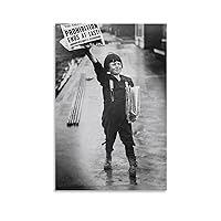 Vintage Newspaper Wall Art Black and White Historical Photo of A Boy Holding A Newspaper Wall Art Canvas Art Poster and Wall Art Picture Print Modern Family Bedroom Decor 20x30inch(50x75cm) Unframe