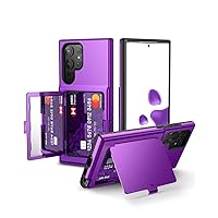 WeLoveCase Samsung Galaxy S22 Ultra Case Wallet Case with Credit Card Holder & Hidden Mirror, All-Round Protection Shockproof Phone Cover Designed for Samsung Galaxy S22 Ultra, 6.8 Inch Purple