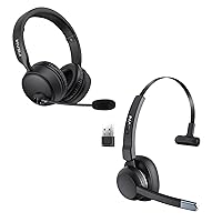 LEVN Binaural Bluetooth Headset & Trucker Bluetooth Headset with Noise Cancelling Microphone