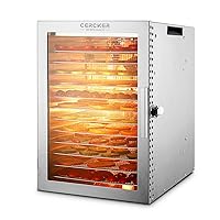 Food-Dehydrator Machine 12 Stainless Steel Trays, 800W Dehydrator for Herbs, Meat Dehydrator for Jerky,190ºF Temperature Control,24H Timer,Powerful Drying Capacity for Fruits,Veggies,Yogurt