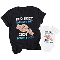 Personalized Father's Day Shirt, Dad and Baby Fist Bump Shirts, Our First Father's Day