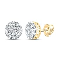10kt Yellow or White Gold Mens Round Diamond Cluster Earrings 5/8 Cttw Fine Jewelry For Him