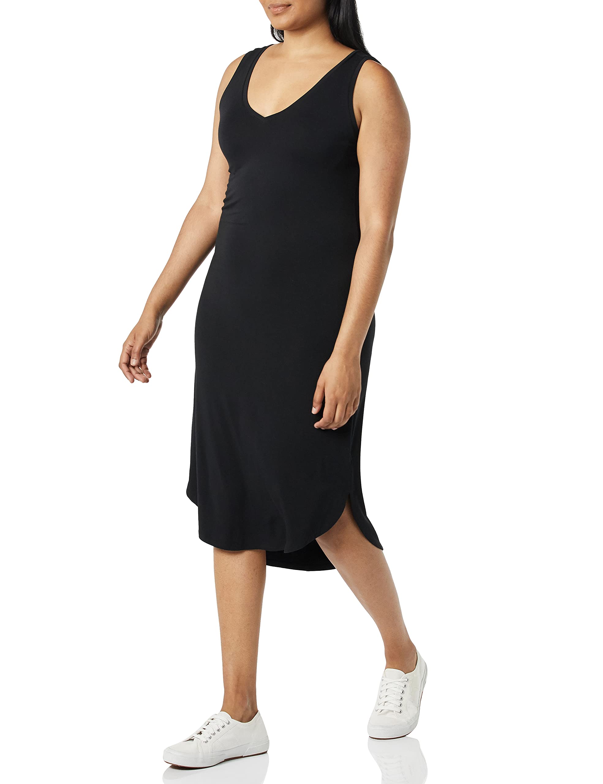 Amazon Essentials Women's Jersey Standard-Fit Sleeveless V-Neck Midi Dress (Previously Daily Ritual)