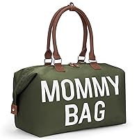 printe Mommy Bag for Hospital, Large Capacity Diaper Bag Tote for 2 Kids, Waterproof Hospital Bag for Labor and Delivery with Straps, Travel Baby Diaper Bag, Olive Green