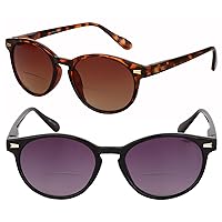 The Brilliance' Polarized Bifocal Sunglasses - Round, Full Frame Reading Sunglasses for Women and Men