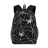 ALAZA Halloween Black and White Grunge Background with Spiderwebs Travel Laptop Backpack Durable College School Backpack for Boys Girls