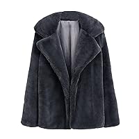 Faux Fur Coat Women Luxury Fluffy Open Front Cardigan Coats Wool Shawl Winter Coats Cloak Cape Fur Jacket Overcoat Outerwear