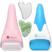 BAIMEI Ice Roller and Gua Sha Set for Ultimate Skin Rejuvenation - Pink Bule