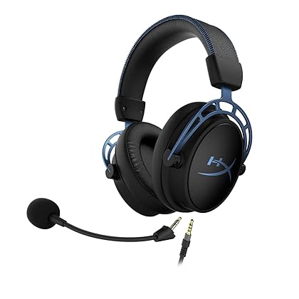 HyperX Cloud Alpha S - PC Gaming Headset, 7.1 Surround Sound, Adjustable Bass, Dual Chamber Drivers, Chat Mixer, Breathable Leatherette, Memory Foam, and Noise Cancelling Microphone - Blue