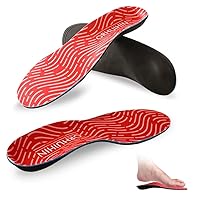 High Arch Support Insoles for Women and Men, Comfort Orthotics Inserts for Flat Feet, Foot Pain, Plantar Fasciitis Insoles (W14/M12 Red)