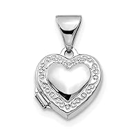 10k White Gold Polished Heart-Shaped Scrolled Locket