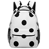 Laptop Backpack for Traveling Black White Polka Dots Carry on Business Backpack for Men Women Casual Daypack Hiking Sporting Bag