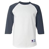 Champion Adult Raglan Baseball T-Shirt, Wht/Nvy, XX-Large
