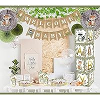 YARA Woodland Paper Plates Cups & Napkins, Woodland Decorations & Woodland Baby Boxes Bundle for Baby Shower & Birthday Party | Forest Animals Fox Deer Bear Raccoon