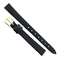 11mm Hadley-Roma Black Genuine Calfskin Leather Semi-Flat Unstitched Ladies Watch Band Regular 702