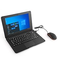 Portable 10.1 Inch Online Learning Computer Laptop Windows 10 OS Preinstalled Quad Core 32GB Netbook HDMI Webcam Office Netflix YouTube (Black)