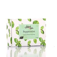 Mirah Belle - Organic Peppermint Cool and Refreshing Soap Bar (125 gm) - Best for Blemished, Acne Prone, Scarred Skin - Natural and Handmade Soap, 125 gm