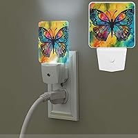 Plug-in Led Night Light Lamp Butterfly Tie Dye Print Night Light with Dusk to Dawn Sensor Plug in Indoor Decorative Nightlights for Bedroom Hallway Bathroom Kitchen