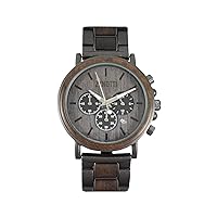 Zynotti Wooden Mens Watches Stylish Wood & Stainless Steel Combined Chronograph Military Quartz Casual Wristwatches