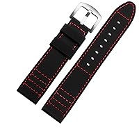 Longer Strap 20mm 22mm Silicone Sports watchband Diving Waterproof Rubber Male Lengthened Replacement watchband Watch accessorie (Color : Red pin Clasp, Size : 18mm)