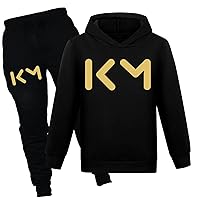 Unisex Casual Comfy Hooded Tracksuits Kylian Mbappe Clothing Sets Soccer Stars Sweatshirts+Sweatpants Suits for Boys
