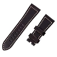 26mm Handmade Watch Band Italian Brown Black Rough Vintage Genuine Leather Watchband Replace for Panerai Strap (Color : Brown, Size : Without Buckle)