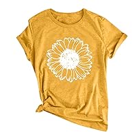Women T Shirts Graphic Tees Summer Short Sleeve Dressy Casual Tops O Neck Tunic Shirt Travel Loose Lightweight Top