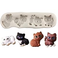 Cat Silicone Fondant Mold For Cake Decorating Cupcake Topper Chocolate Gum Paste Polymer Clay Set Of 1
