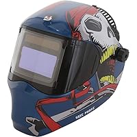 Auto Darkening Welding Helmet Captain Jack RFP 40VizI4 Series - Ear to Ear Vision Welder Hood Grinding Mask with 4.3 x 3.5 Inch Internal Adjustable ADF for MIG/MAG/TIG/Plasma - 2 Sensors So Royal Blue