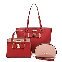 DESTINY BY NICOLE LEE 3 Pieces Set Bag Fashion Handbag Eco Leather Shopper Mini Messenger Bag Wristlet Pouch for Women Girls