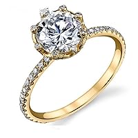 GOWE Unique Flower 2CT Moissanites 14K Yellow Gold Ring Classic Cathedral