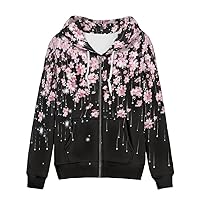 Sunflowers Women Hoodies for Running,Hiking,Jogging, Butterfly,Galaxy Stars Print Zip up Sport Coat with Pocket