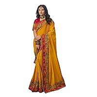 Mustard Yellow Wedding Ceremony wear Woman Designer Silk Saree Blouse Heavy work Indian Bollywood Bride'smaid Sari 3164