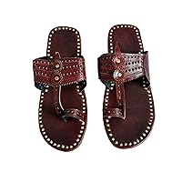 Womens Brown Leather Indian Handamde Sandals Slippers Shoes Flats Flips Flops