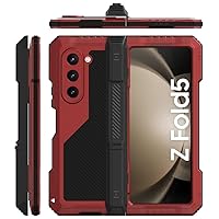 LOFIRY- 360 Full Mobile Phone Case for Samsung Galaxy Z Fold 4 Z Fold 5 Fold 4 5 Metal Aluminum Shockproof Cover,Black,for Z Fold 5 (for Z Fold 5,red)