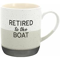 Pavilion Gift Company 15-ounce Mug - Retired To The Boat Speckled Stoneware Coffee Cup Mug, Beige