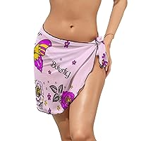Purple Butterfly Women's Short Sarongs Beach Wrap Bikini Cover Up S